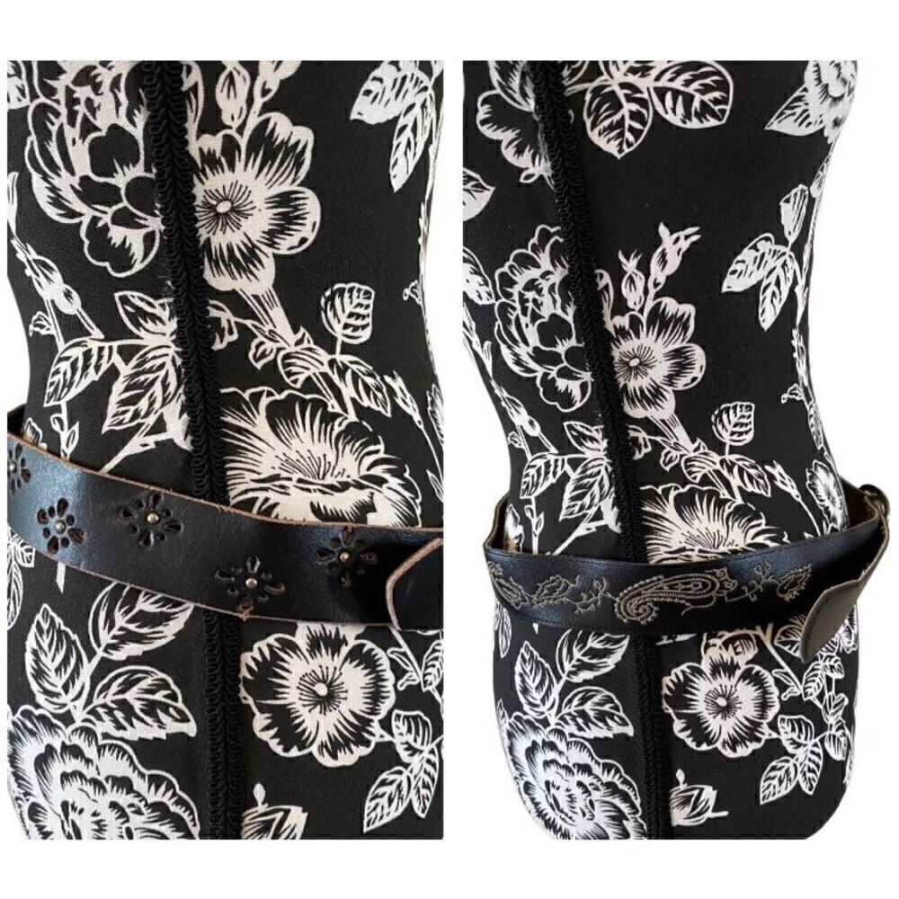 Set Of 2 Faux Leather Belts Size 7 Cowgirl Studded Embroidered Embellished